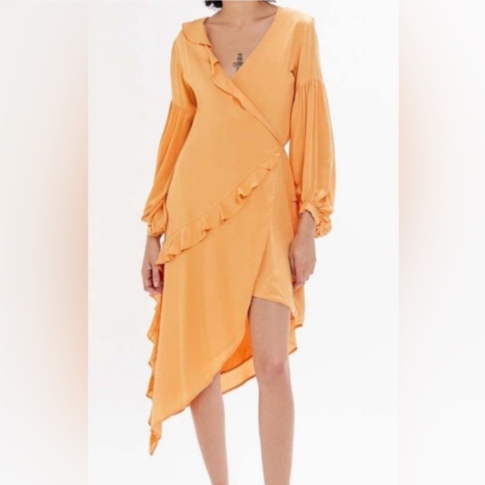 NWT UO Capulet Orange Long Sleeve V-Neck Wrap Sundress